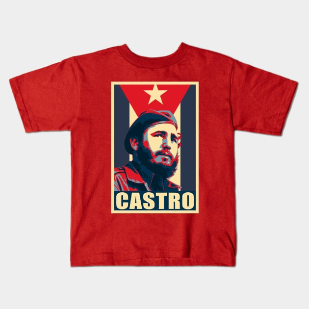 Fidel Castro Cuba Propaganda Kids T-Shirt by Nerd_art